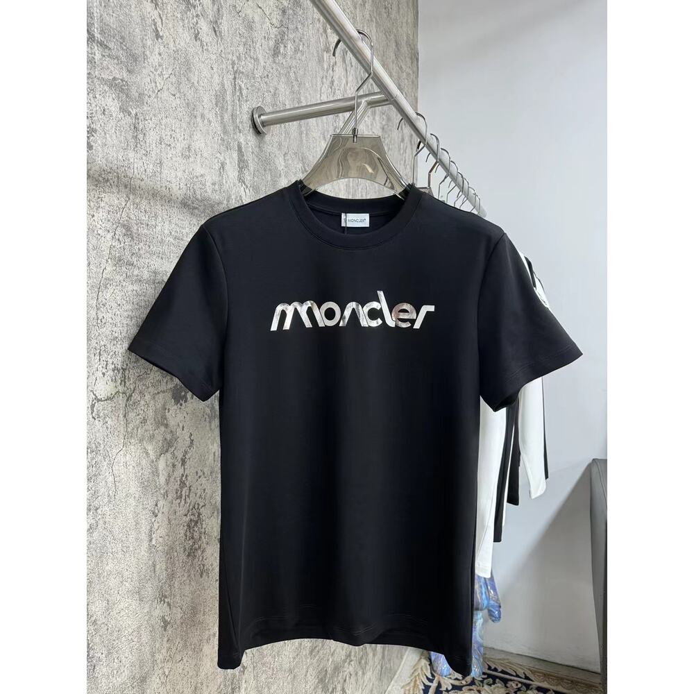 Moncler Men's and Women's Crew Neck Black Short Sleeve T-Shirt